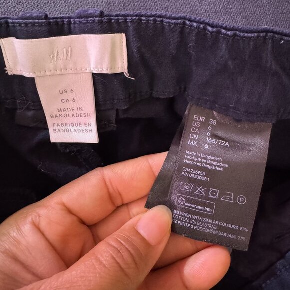 H&M Chino Shorts Women's Navy Blue Cotton Classic Zip Fly Slant Pockets Size 6 - Picture 8 of 8